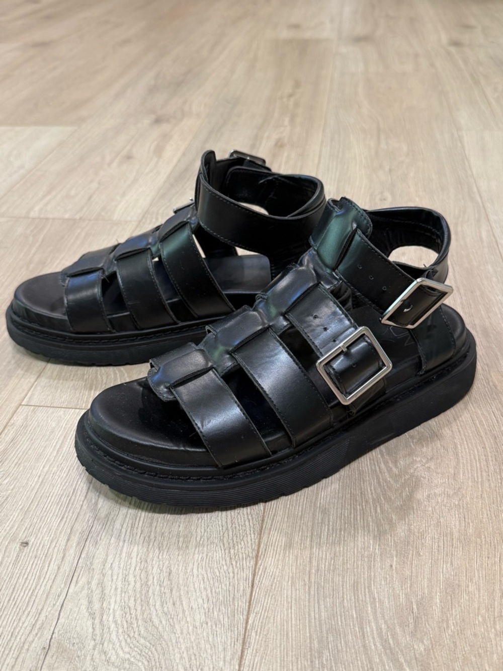 No Boundaries Black Strappy Buckle Platform Sandals